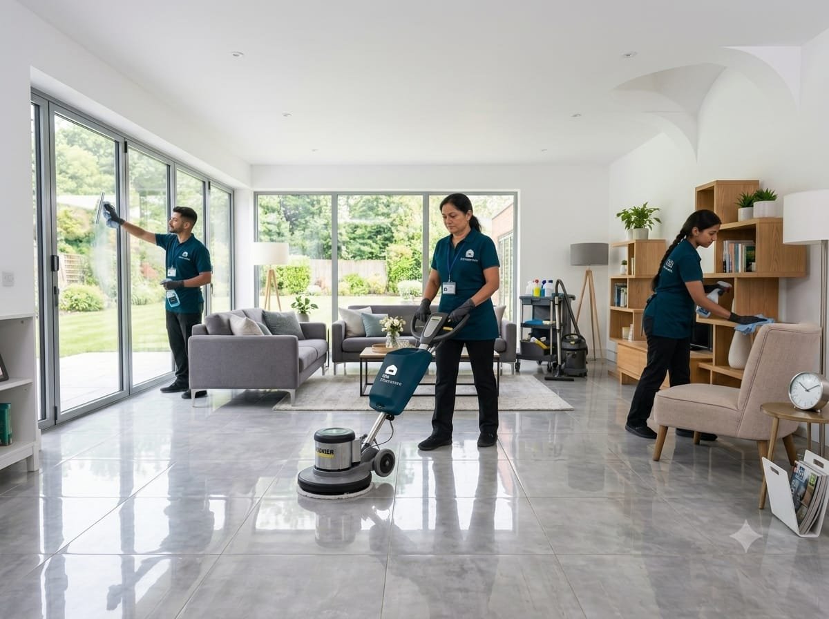 Living room being cleaned