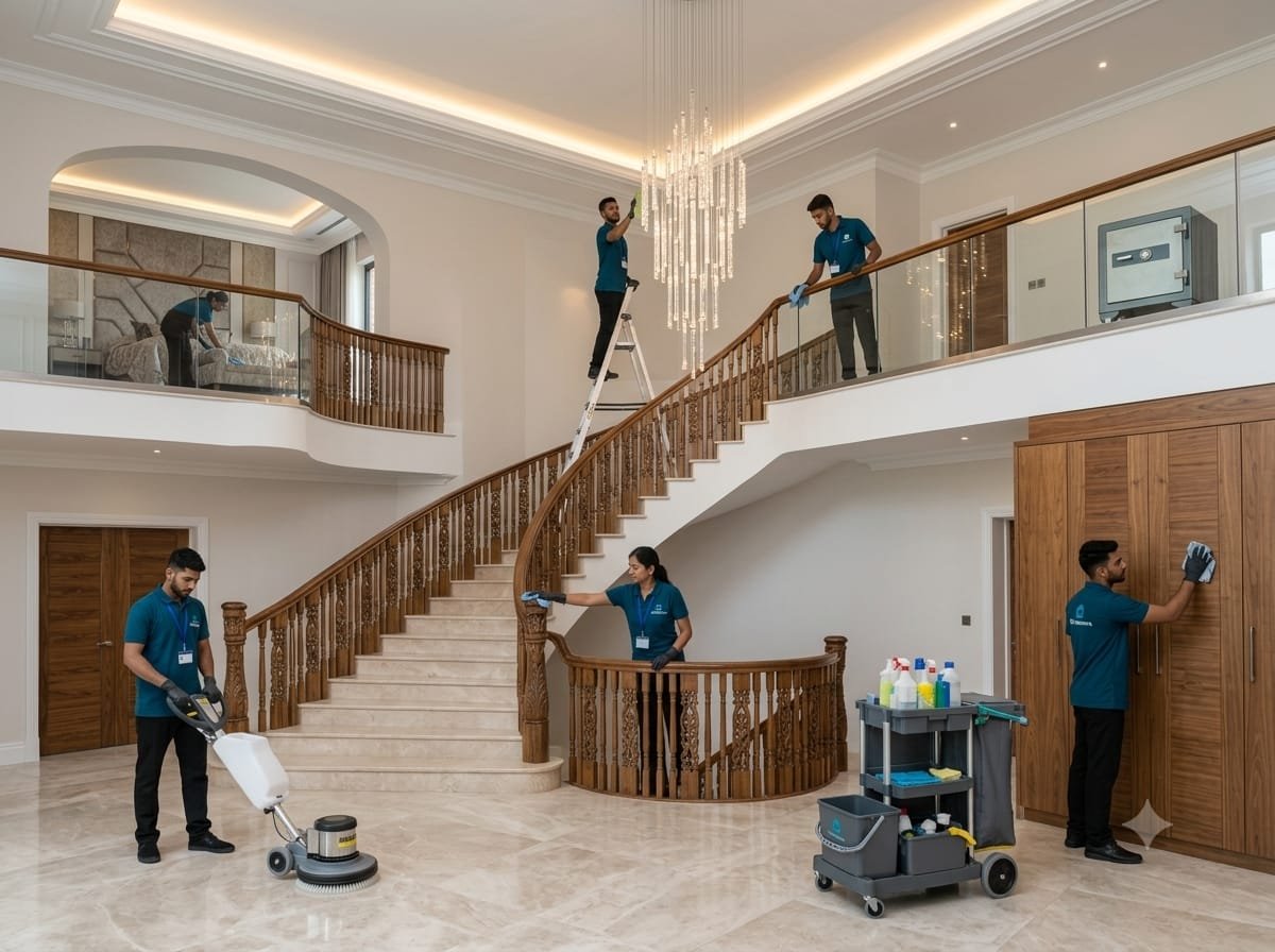 Villa and duplex home being cleaned